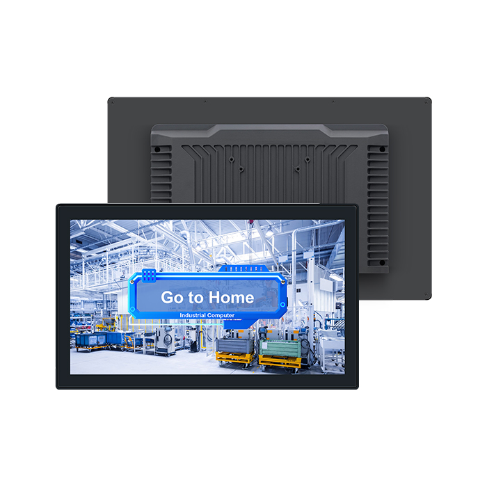 Fanless industrial panel PC mounted on a factory production line
